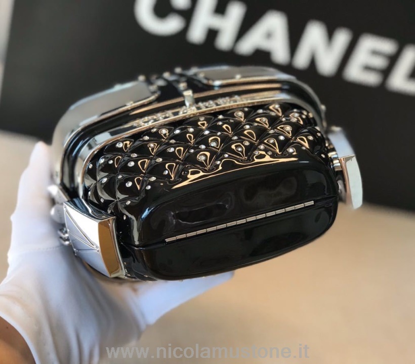 Qualità Originale Chanel Cabinovia Minaudiere Borsa Plexiglass Borsa Da Sera Hardware Argento Collezione Autunno/inverno 2019 Nero
