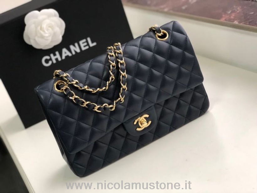 Qualità Originale Chanel Classica Borsa Con Patta 25 Cm Hardware Oro Pelle Di Agnello Collezione Primavera/estate 2020 Nero