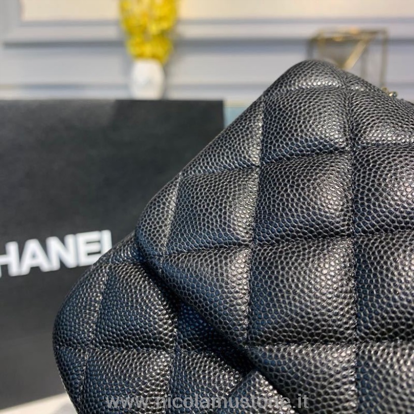 Qualità Originale Chanel Mini Patta 18cm Pelle Caviale Hardware Oro Autunno/inverno 2019 Atto 1 Collezione Nero