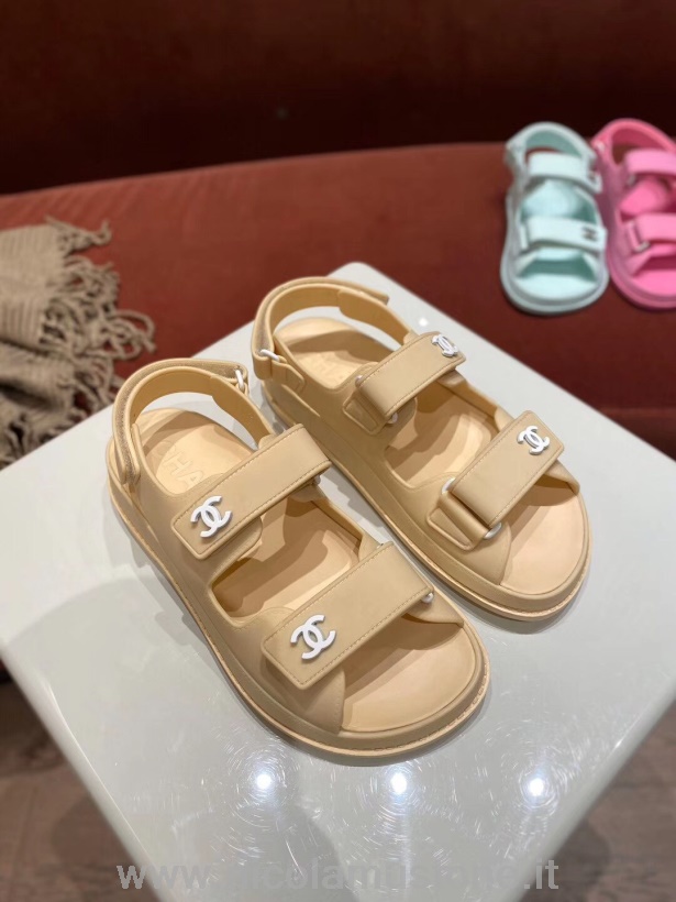 Sandali Chanel In Pvc Velcro Di Qualità Originale Primavera/estate 2020 Collezione Act 1 Beige