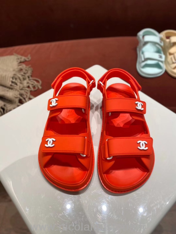Sandali Chanel In Pvc Velcro Di Qualità Originale Primavera/estate 2020 Collezione Act 1 Rosso