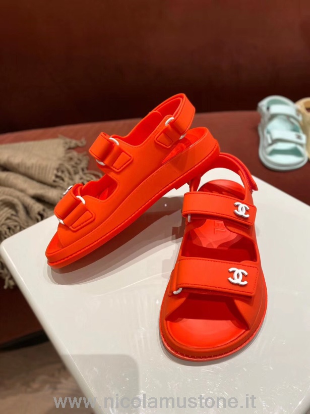 Sandali Chanel In Pvc Velcro Di Qualità Originale Primavera/estate 2020 Collezione Act 1 Rosso