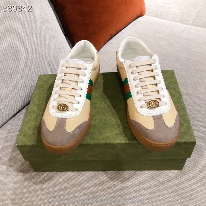 Qualità Originale Sneaker Gucci G74 Pelle Di Vitello Collezione Autunno/inverno 2021 Bianco/giallo