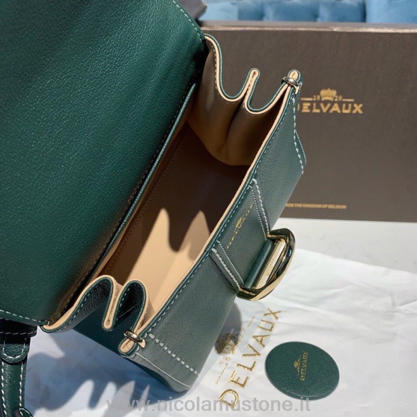 Qualità Originale Delvaux Sellier Brillant Bb Satchel Patta 20cm Borsa Pelle Di Vitello Grana Hardware Oro Collezione Autunno/inverno 2019 Verde Scuro