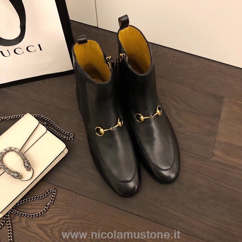 Eredeti Minőségi Gucci Jordaan Bokacsizma Borjúbőr Bőr Pre-ősz/tél 2019 Kollekció Fekete