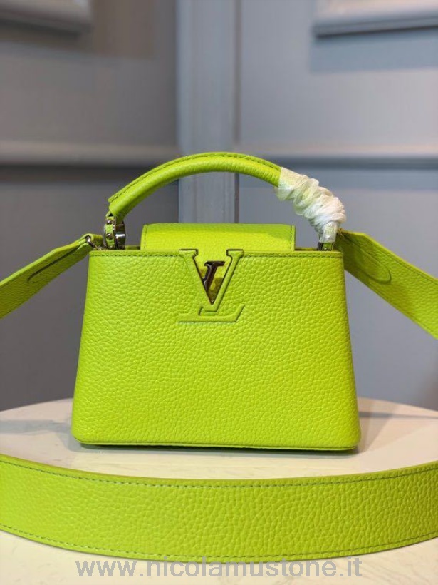 Eredeti Minőségi Louis Vuitton Capucines Mini Táska 22cm Taurillon Bőr Tavaszi/nyári 2020 Kollekció M56071 Lime