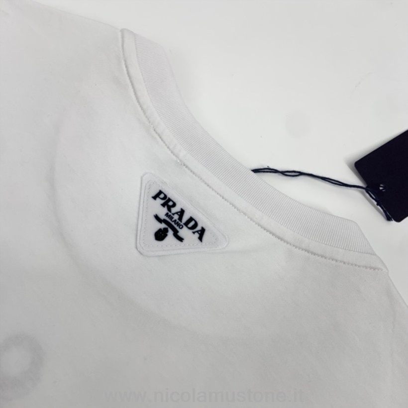 オリジナル品質のプラダロゴ特大半袖Tシャツ2022年春夏コレクションホワイト