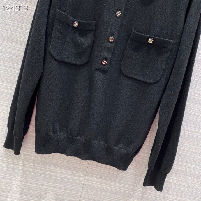 Camicia A Maniche Lunghe Donna Chanel Button Up Di Qualità Originale Collezione Autunno/inverno 2020 Nera