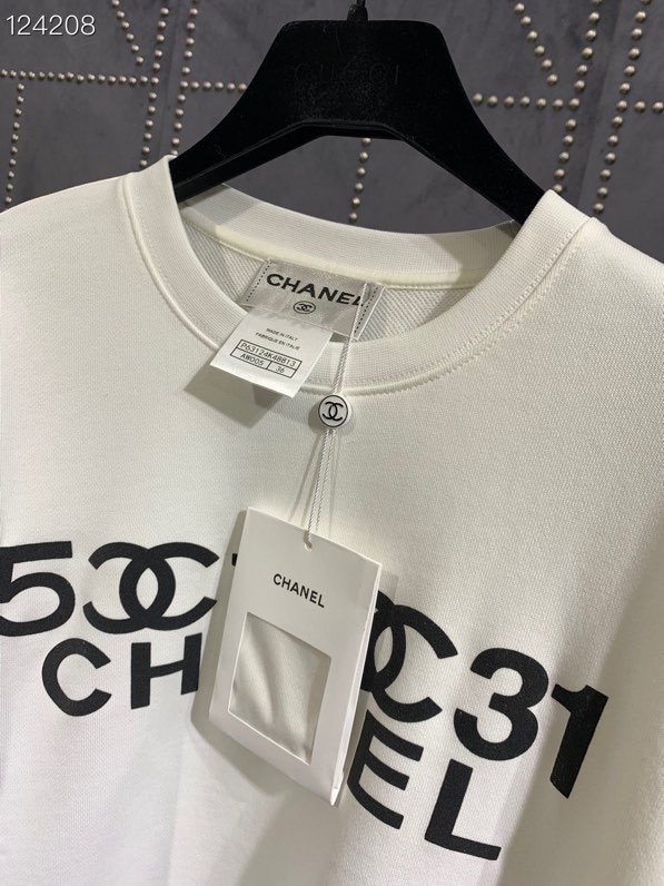 Felpa Pullover Donna Chanel Logo Di Qualità Originale Collezione Autunno/inverno 2020 Bianca