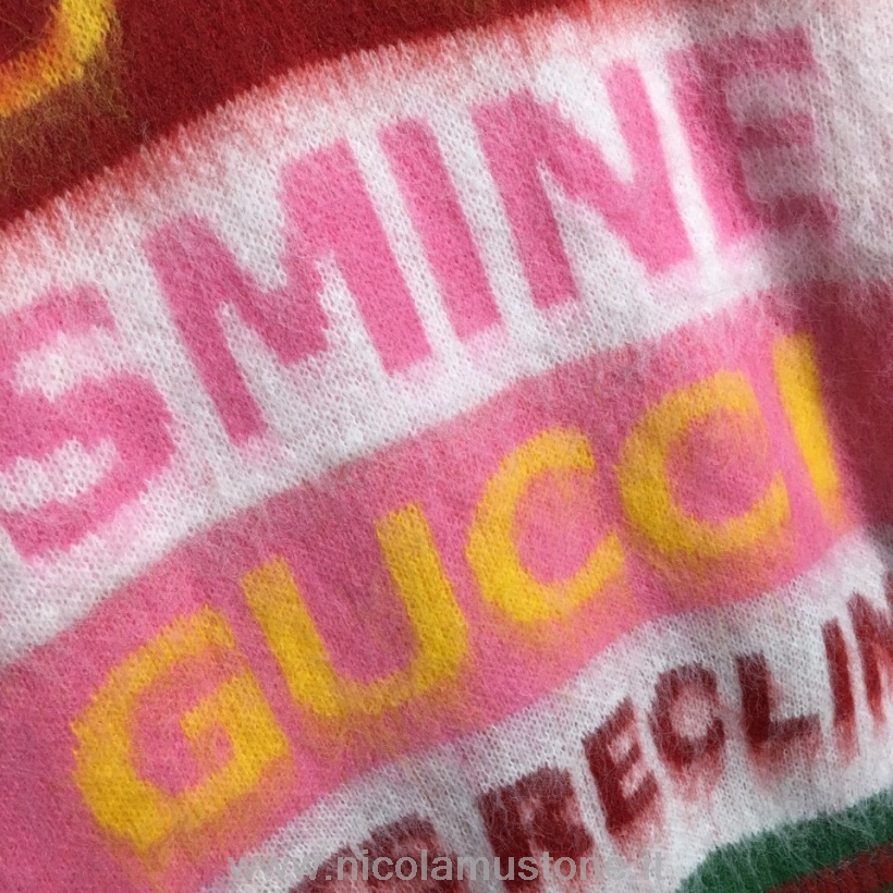 Qualità Originale Gucci Music Is Mine Gilet In Lana Mohair Collezione Autunno/inverno 2021 Rosa