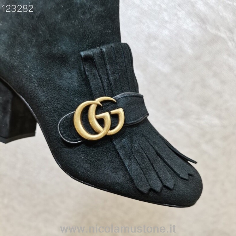 Qualità Originale Gucci Marmont Stivaletti Camoscio/pelle Di Vitello Collezione Primavera/estate 2020 Nero