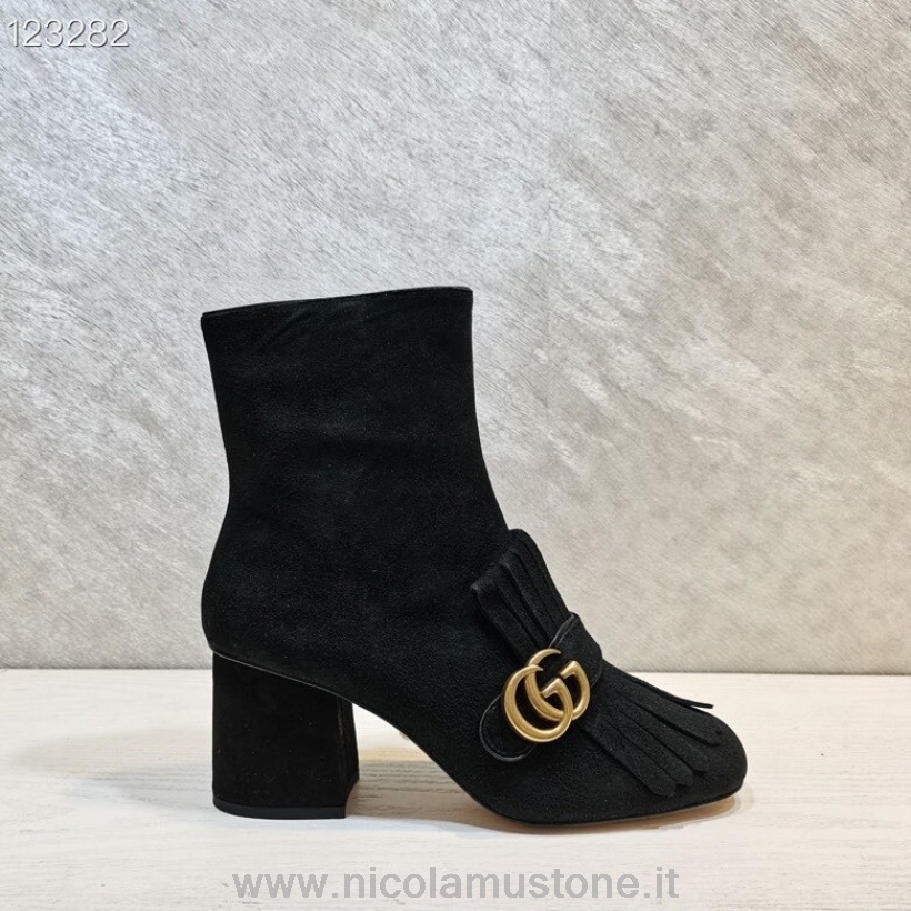 Qualità Originale Gucci Marmont Stivaletti Camoscio/pelle Di Vitello Collezione Primavera/estate 2020 Nero