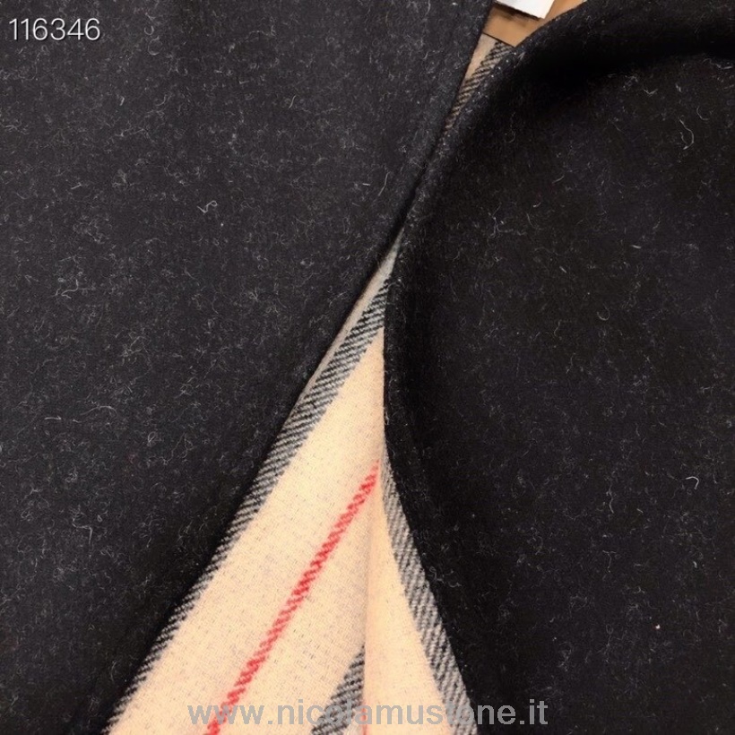 Qualità Originale Burberry Vintage Cashmere Mantella Scialle/mantella Autunno/inverno 2020 Collezione Nero Multicolor