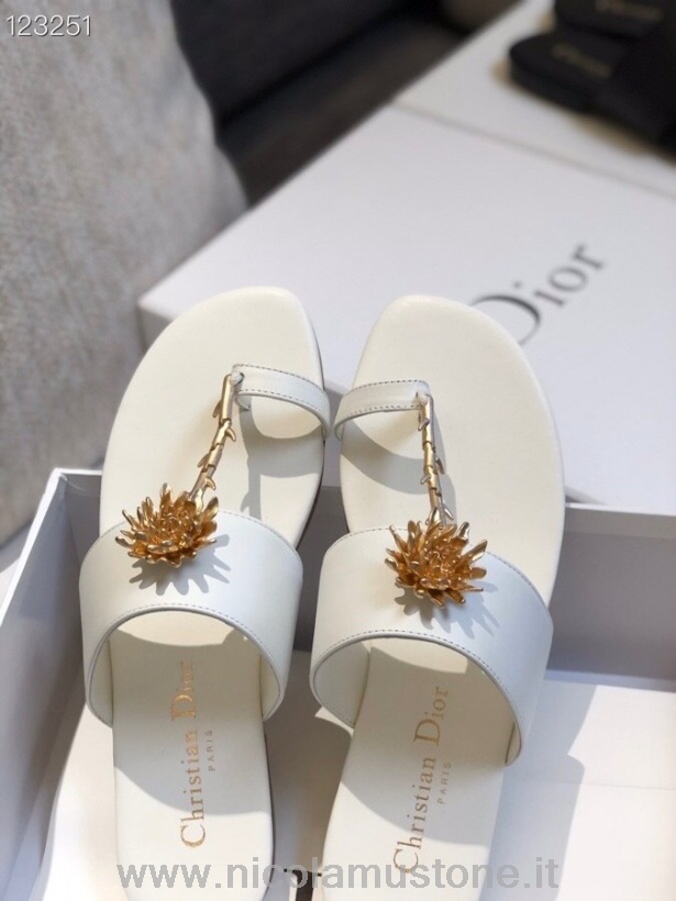 Qualità Originale Christian Dior Jardin Sandalo Infradito Pelle Di Vitello Collezione Primavera/estate 2020 Bianco
