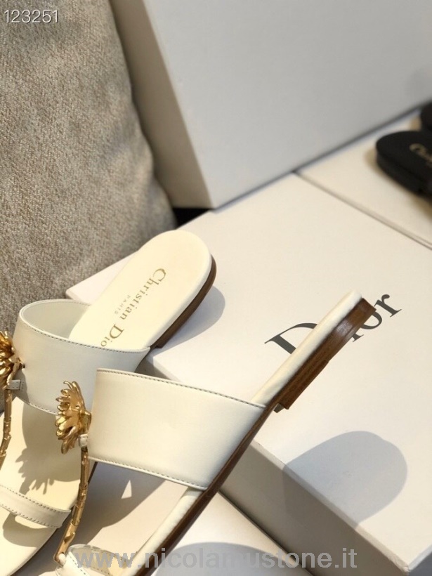 Qualità Originale Christian Dior Jardin Sandalo Infradito Pelle Di Vitello Collezione Primavera/estate 2020 Bianco