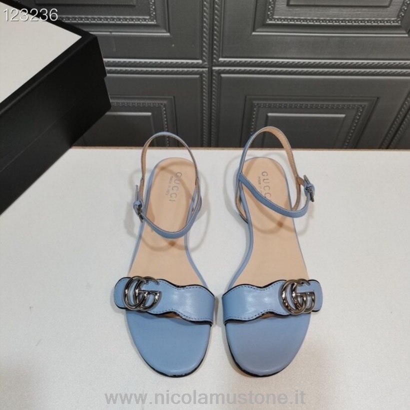Qualità Originale Sandali Flat Gucci Marmont Pelle Di Vitello Collezione Autunno/inverno 2020 Blu