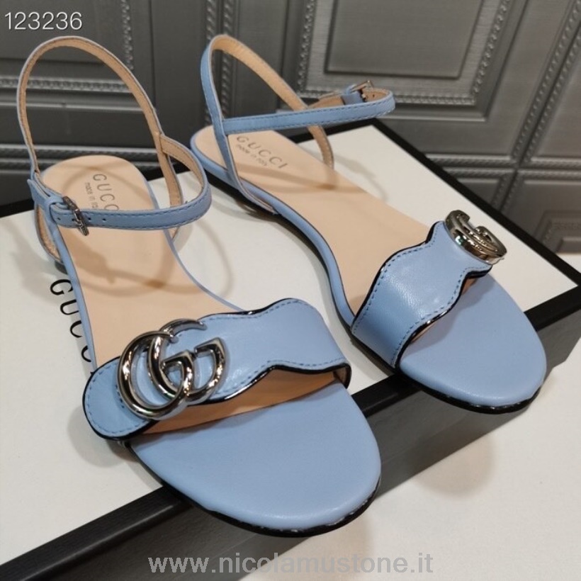 Qualità Originale Sandali Flat Gucci Marmont Pelle Di Vitello Collezione Autunno/inverno 2020 Blu