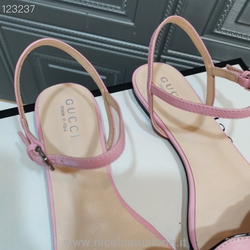 Qualità Originale Sandali Flat Gucci Marmont Pelle Di Vitello Collezione Autunno/inverno 2020 Rosa