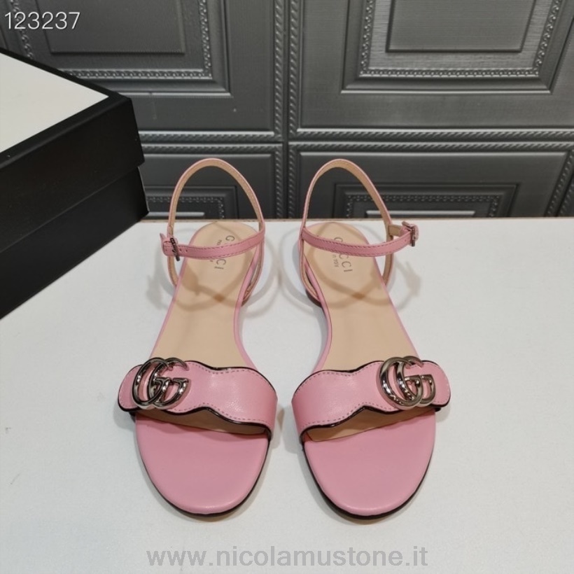 Qualità Originale Sandali Flat Gucci Marmont Pelle Di Vitello Collezione Autunno/inverno 2020 Rosa