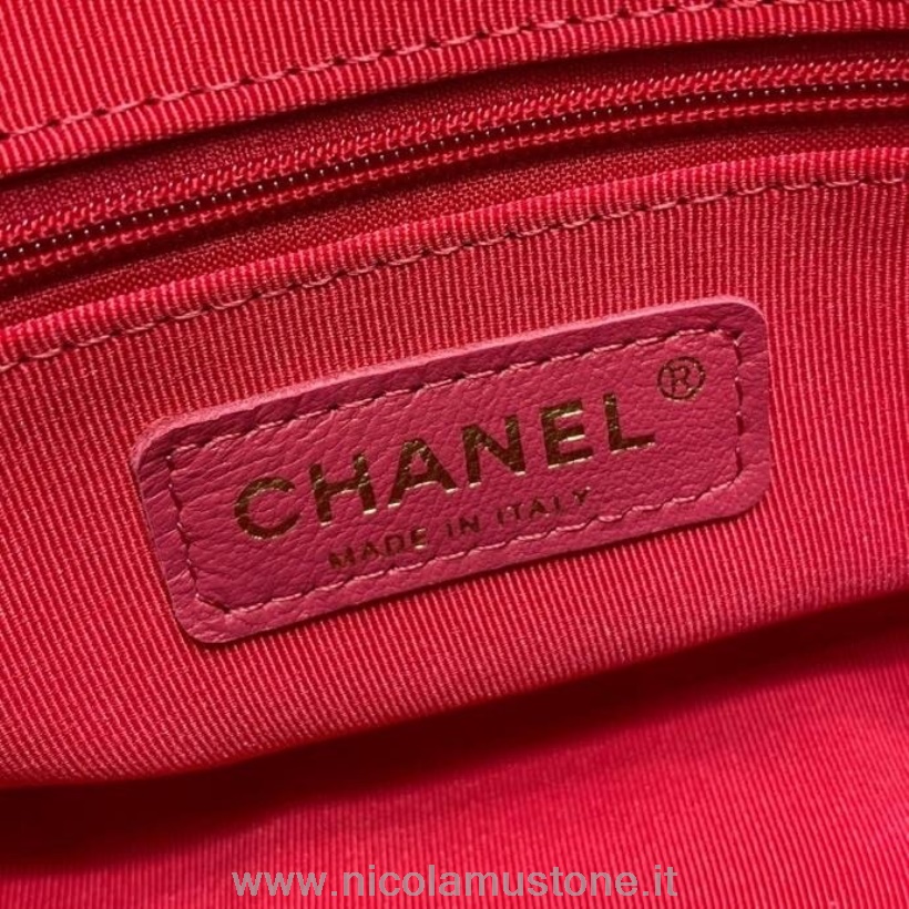 Borsa Bowling Chanel Qualità Originale 22cm Pelle Di Vitello Grana Hardware Oro Collezione Autunno/inverno 2020 Nero
