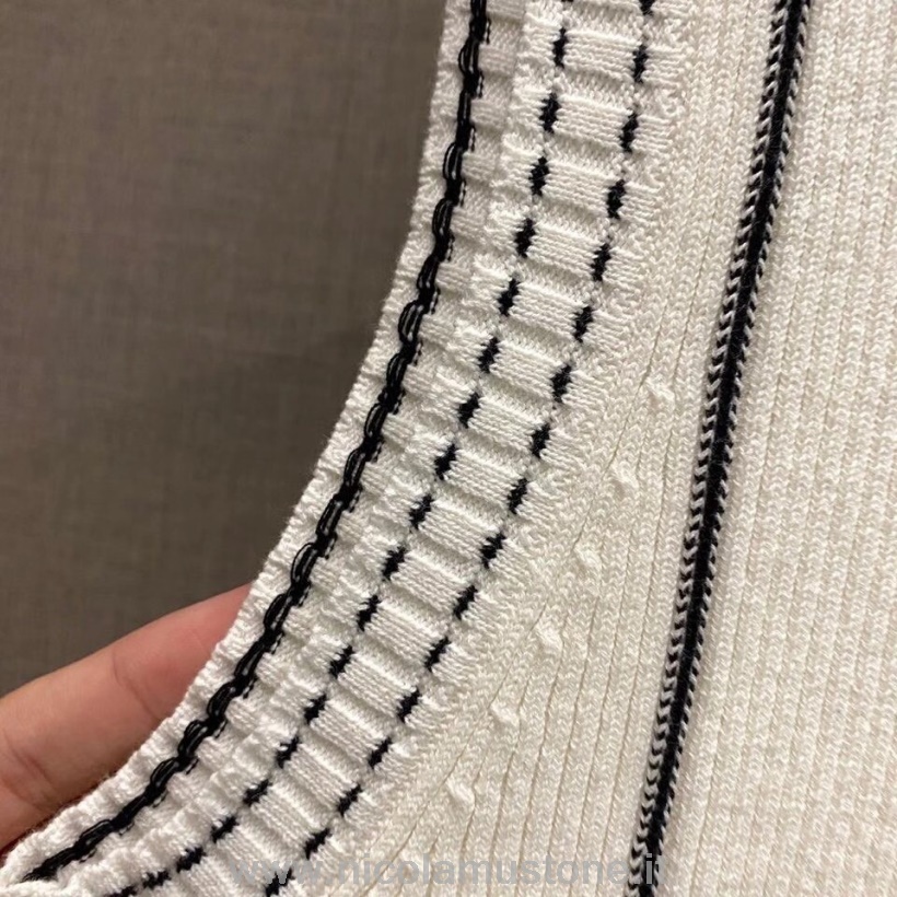 Camicia Canotta Chanel In Maglia A Costine Di Qualità Originale Collezione Autunno/inverno 2020 Bianca