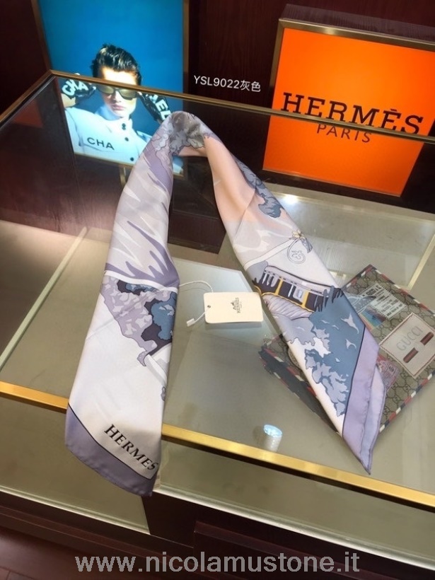 Sciarpa Scialle Casa Hermes Di Qualità Originale 90cm Collezione Autunno/inverno 2020 Blu