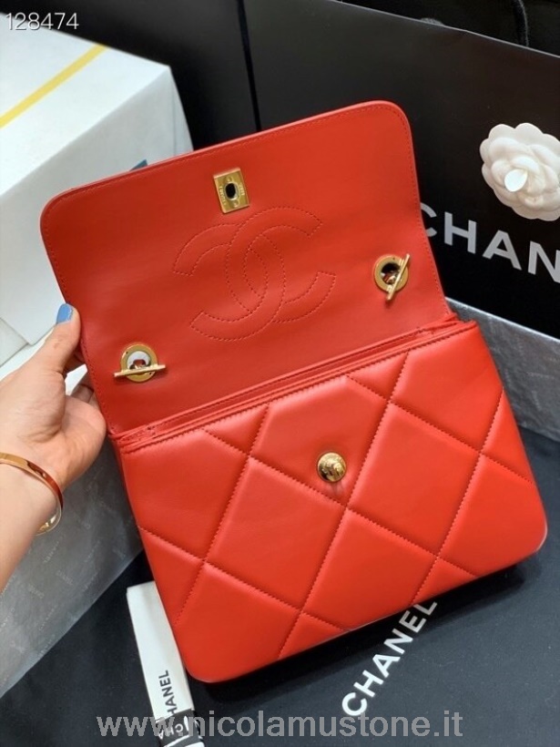 Qualità Originale Chanel Trapuntato Trendy Cc Borsa 25 Cm Hardware Oro Pelle Di Agnello Collezione Primavera/estate 2020 Rosso
