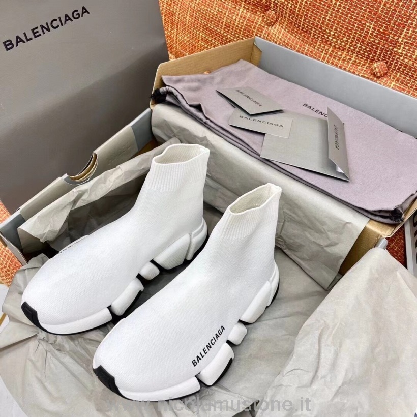 Qualità Originale Balenciaga Speed 20 Sneakers Calzino In Maglia Collezione Primavera/estate 2021 Bianche