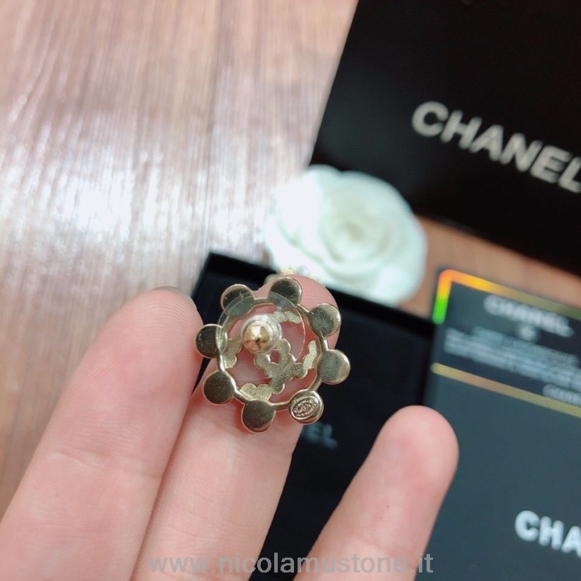 Orecchini A Bottone Con Strass Chanel Di Qualità Originale 96376 Collezione Primavera/estate 2020 Oro