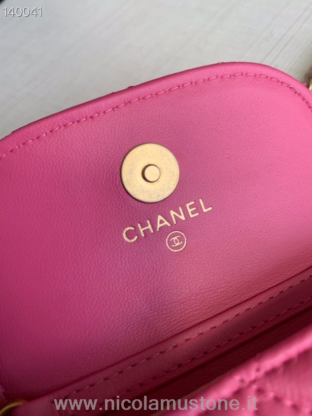 Mini Marsupio Chanel Di Qualità Originale Con Catena Con Charm 10 Cm Pelle Di Agnello Hardware Oro Collezione Autunno/inverno 2020 Rosa
