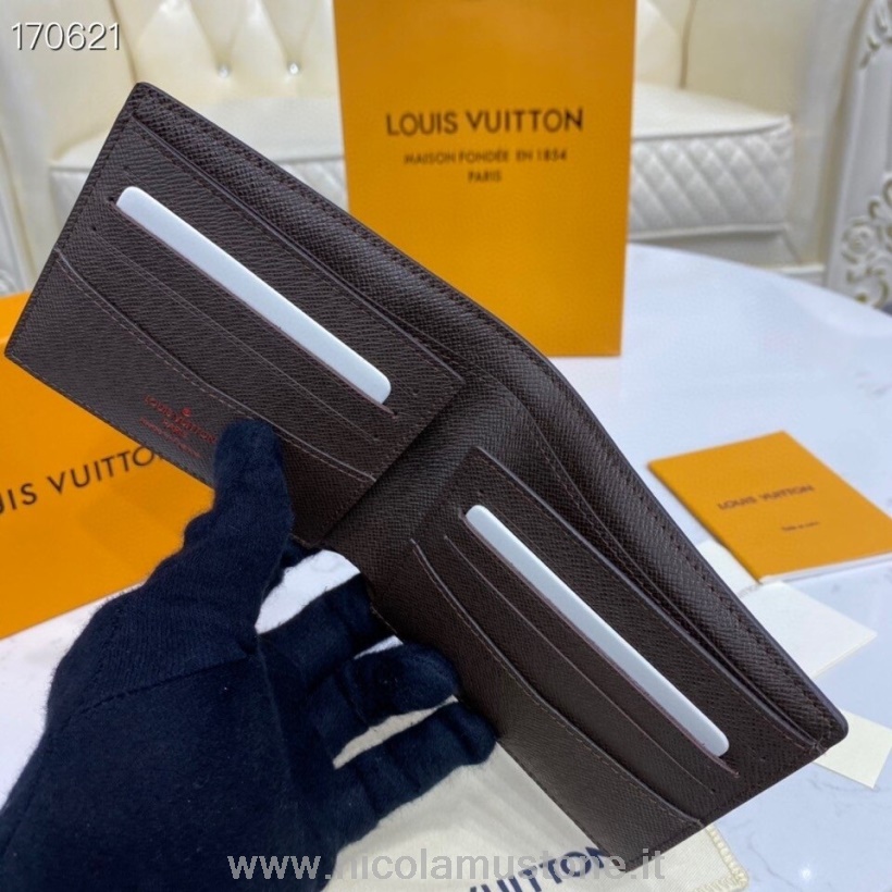 Originele Kwaliteit Louis Vuitton Slanke Portemonnee 12cm Damier Ebene Canvas Lente/zomer 2020 Collectie N64002 Bruin