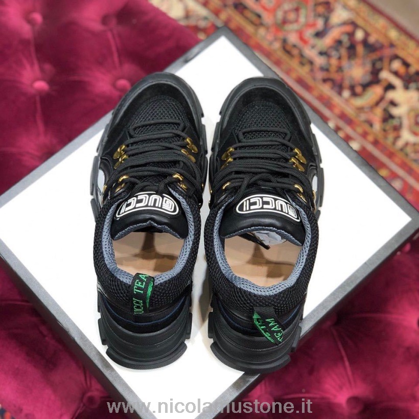 Originele Kwaliteit Gucci Flashtrek Gg Sneakers Kalfsleer Herfst/winter 2019 Collectie Zwart