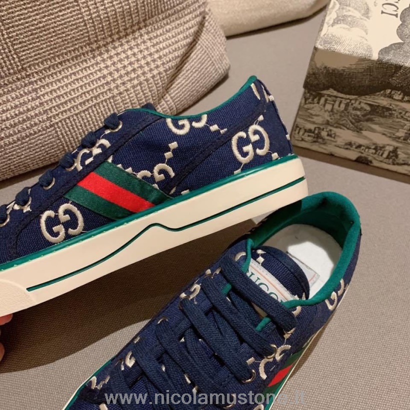 Originele Kwaliteit Gucci Vulcan Gg Canvas Sneakers Kalfsleer Lente/zomer 2020 Collectie Zwart