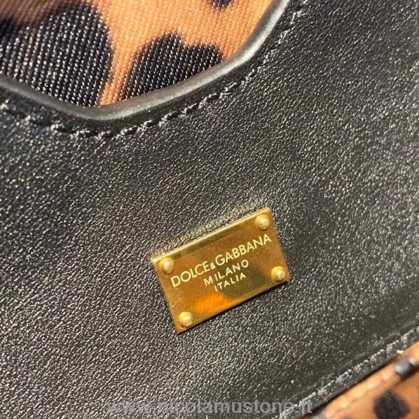 Originele Kwaliteit Dolce Gabbana Bont Geborduurde Schoudertas 20cm Kalfsleer Herfst/winter 2019 Collectie Luipaard