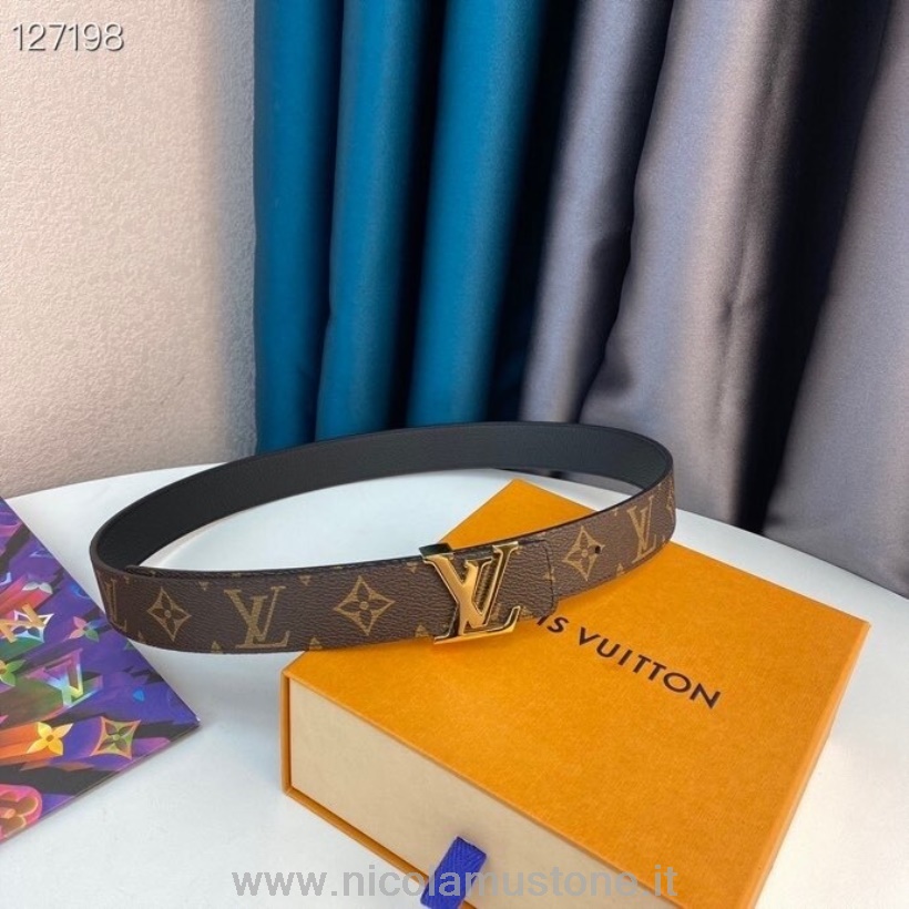 Originele Kwaliteit Louis Vuitton 3cm Riem Gouden Hardware Monogram Canvas Herfst/winter 2020 Collectie Bruin/zwart