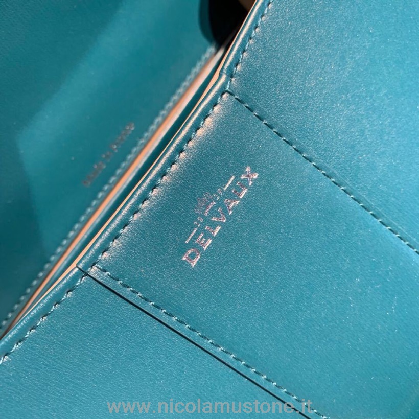 Originele Kwaliteit Delvaux Brillant Bb Satchel Flap 20cm Tas Kalfsleer Zilver Hardware Herfst/winter 2019 Collectie Turquoise