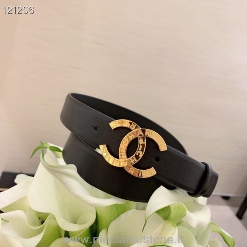 Originele Kwaliteit Chanel Cc Logo Riem 121206 Lente/zomer 2020 Collectie Zwart