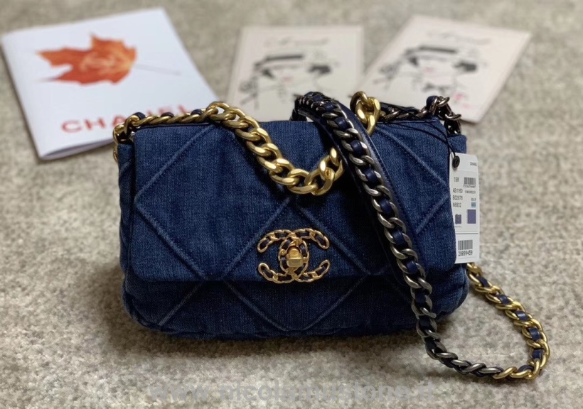 Originele Kwaliteit Chanel 19 Flap Tas 26cm Geitenleer Lente/zomer 2020 Act 1 Collectie Denimblauw