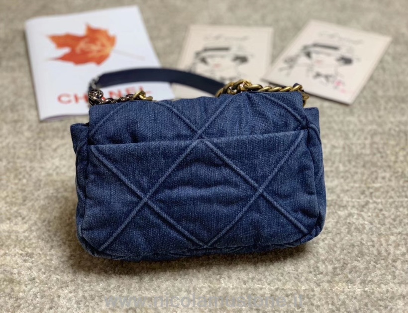 Originele Kwaliteit Chanel 19 Flap Tas 26cm Geitenleer Lente/zomer 2020 Act 1 Collectie Denimblauw
