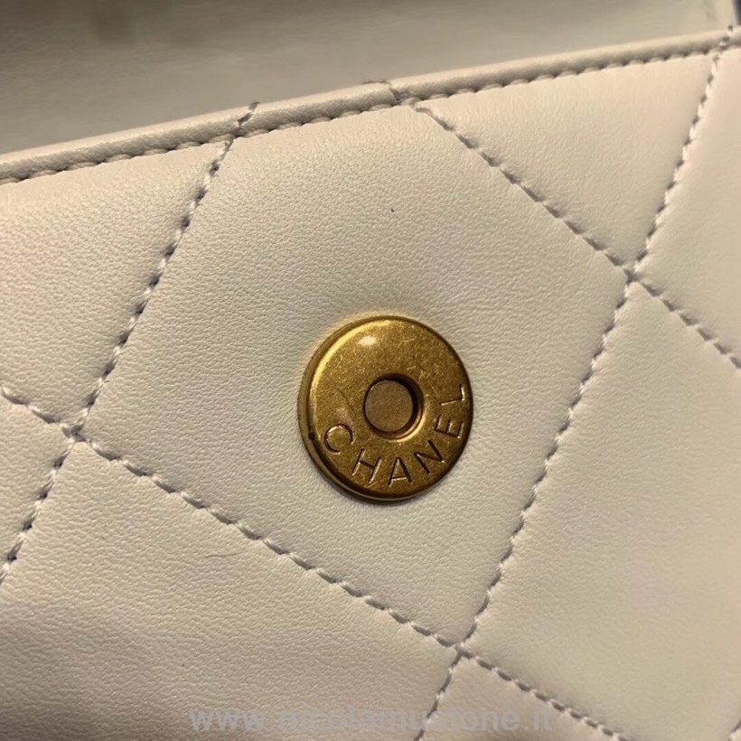 Originele Kwaliteit Chanel Handvat Tas 26cm As1466 Lamsleer Lente/zomer 2020 Act 1 Collectie Wit