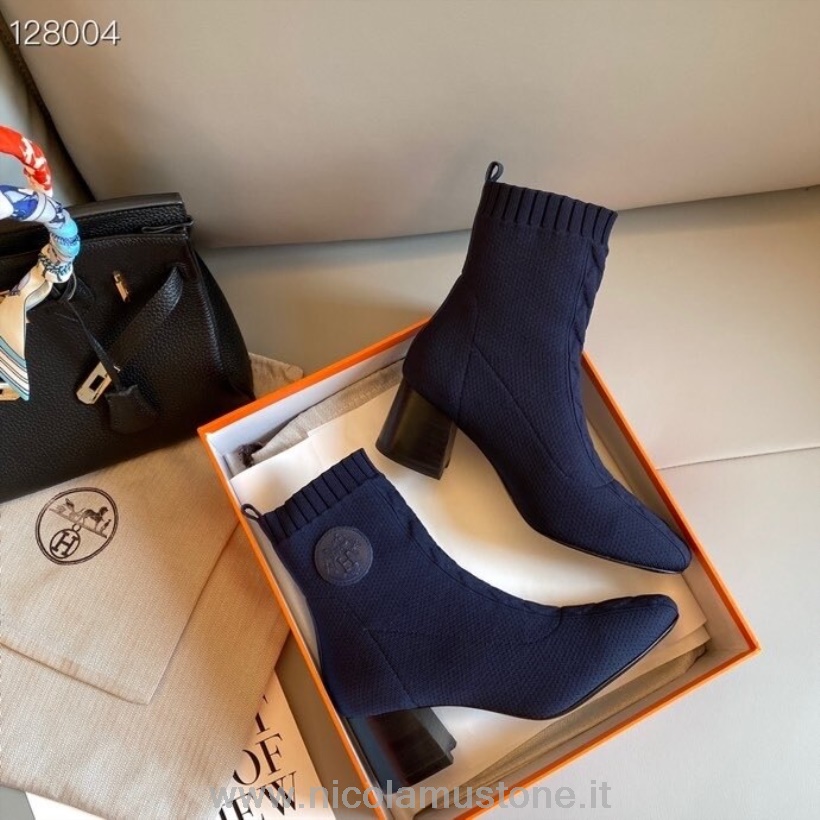 Original quality Hermes Volver 60 Knit Ankle Boots Fall/Winter 2020 Collection Navy Blue