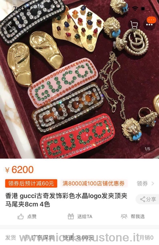 Originele Kwaliteit Gucci Kristal Haarspeld Lente/zomer 2019 Collectie