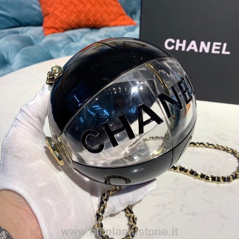 Originele Kwaliteit Chanel Multicolor Strandbal Minaudiere Hars Tas 15cm Gouden Hardware Lente/zomer 2019 Act 2 Collectie Zwart/transparant