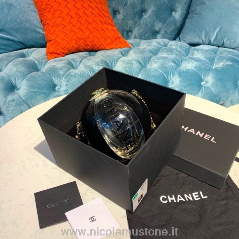 Originele Kwaliteit Chanel Multicolor Strandbal Minaudiere Hars Tas 15cm Gouden Hardware Lente/zomer 2019 Act 2 Collectie Zwart/transparant