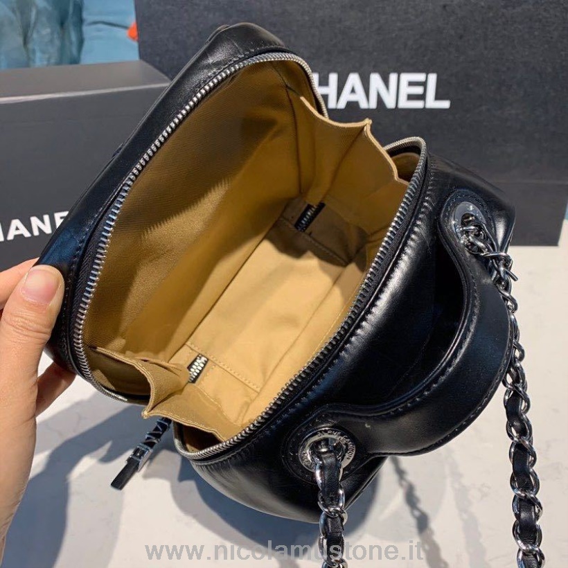 Original Kvalitet Chanel Kameraveske Veske 18 Cm Lammeskinn Sølv Hardware Cruise 2020 Sesongkolleksjon As1323 Svart