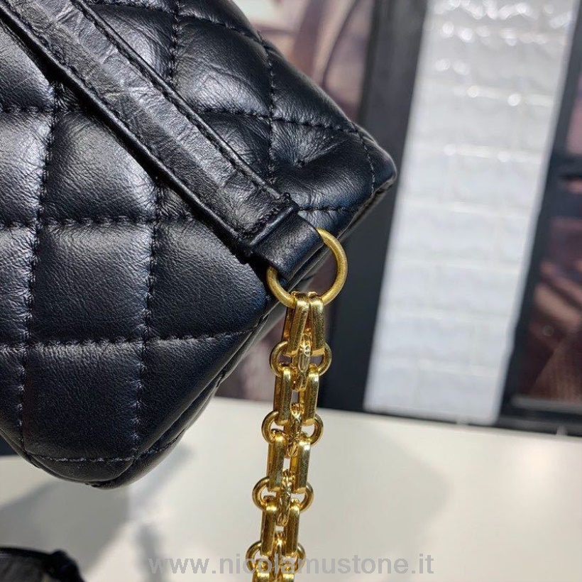 Original Kvalitet Chanel Gjenutgave 255 Kjede Midjebelteveske 18cm Lammeskinn Gull Hardware Cruise 2019 Klassisk Kolleksjon Svart