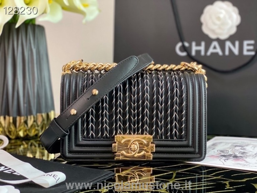 Original Kvalitet Chanel Flettet Leboy Bag 20 Cm Lammeskinn Gull Hardware Vår/sommer 2020 Kolleksjon Svart