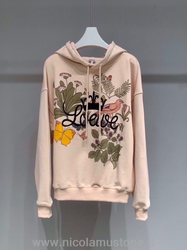 Original Kvalitet Loewe Floral Pullover Bomull Sweatshirt Vår/sommer 2022 Kolleksjon Fersken
