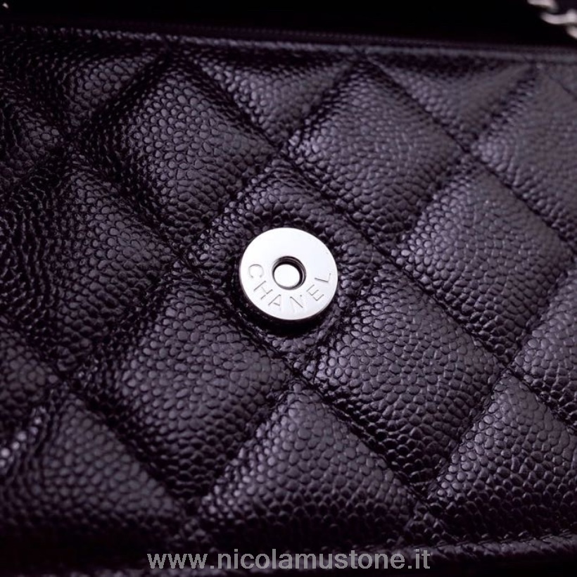 Original Kvalitet Chanel Mini Woc Bag 15cm A1649 Kornet Kalveskinn Sølv Hardware Vår/sommer 2022 Kolleksjon Svart