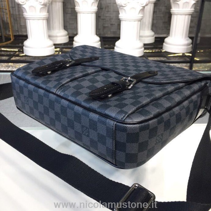 Original Kvalitet Louis Vuitton Christopher Messenger Bag 36cm Damier Grafitt Lerret Høst/vinter 2018 Kolleksjon N41500 Svart